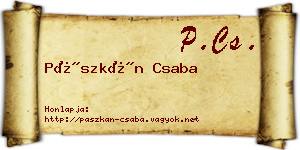 Pászkán Csaba névjegykártya